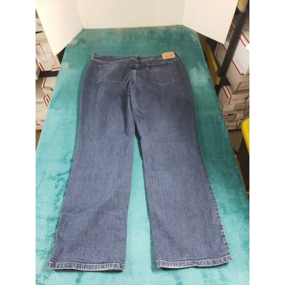 Levis 505 Jeans Size 16 Womens Blue Stretch Pants Mid Rise Curvy Straight - Picture 10 of 14